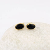 Black Onyx Stud Earrings - 925 Silver Earrings - Handmade Studs - 7x12mm Oval - Artisan Jewelry - Gift For Graduation - Jewelry For A Lawyer